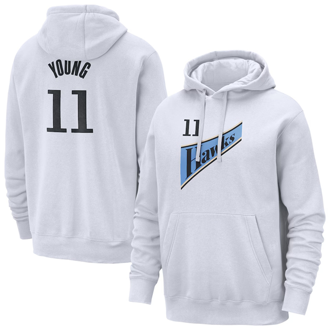 Men's White Atlanta Hawks #11 Trae Young 2024/25 City Edition Pullover Hoodie
